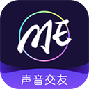 ME 应用图标，手写体 ME 字样配「声音交友」标签